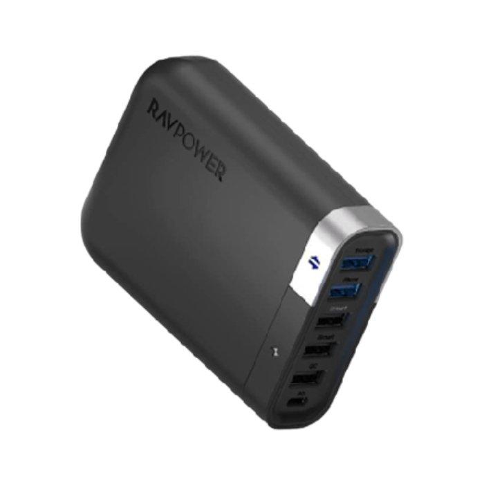 شاحن رافباور  FileHub RP-UM002 UK مع 6 منافذ USB-C  غير متصل 60 وات