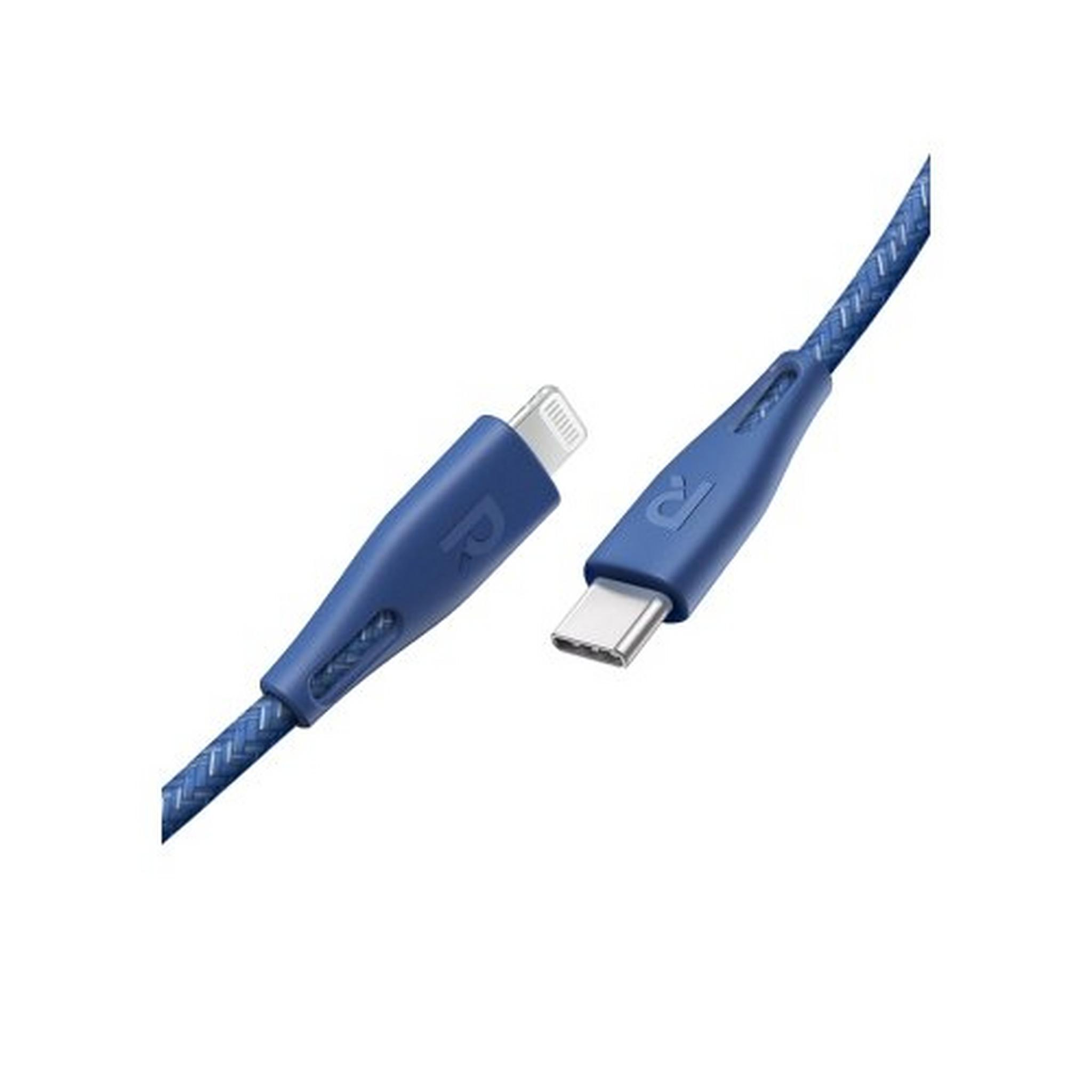 RAVPower 0.3m Type-C To Lighting Nylon Cable - Blue