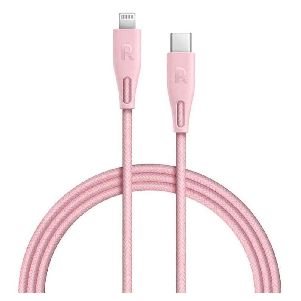 Buy Ravpower 1. 2m type-c to lighting nylon cable - pink in Saudi Arabia