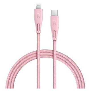 Buy Ravpower 1. 2m type-c to lighting nylon cable - pink in Saudi Arabia