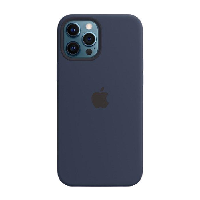 apple iphone 12 pro max silicone case with magsafe deep navy