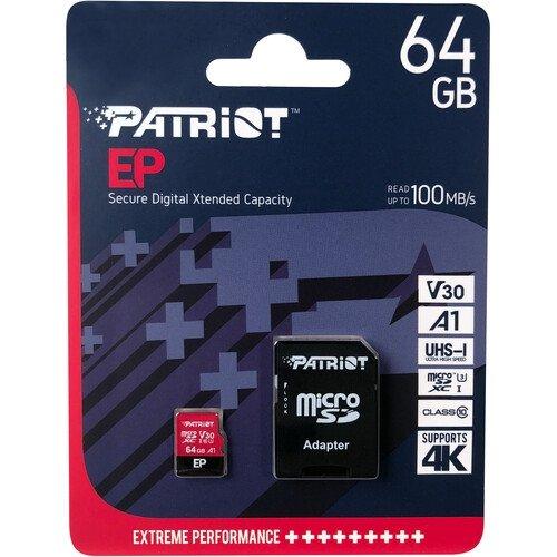 Patriot 64GB EP Series UHS-I microSDXC Memory Card with SD Adapter
