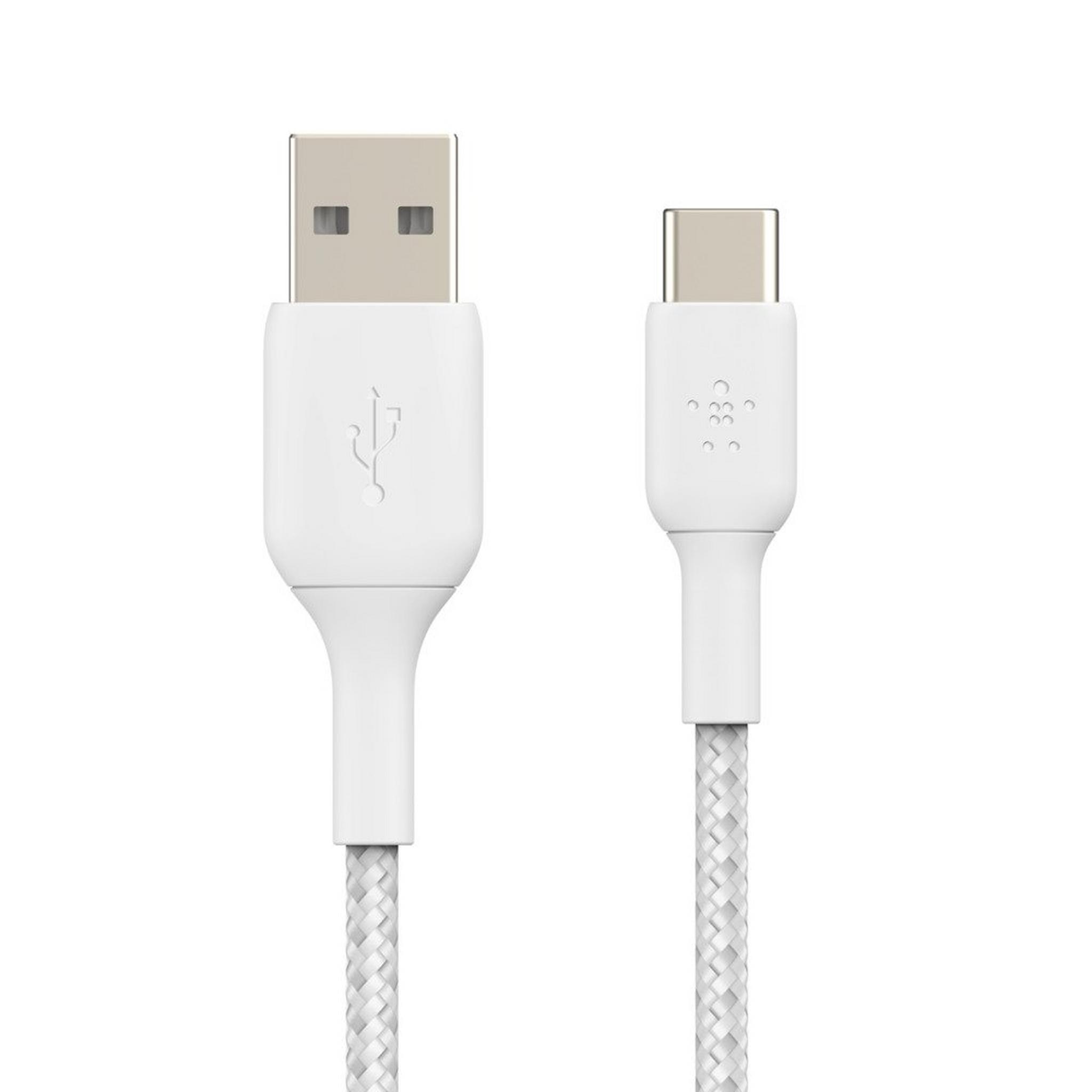 كابل USB C  الى  USB Aمضفر بطول 3 متر أبيض من بلكين