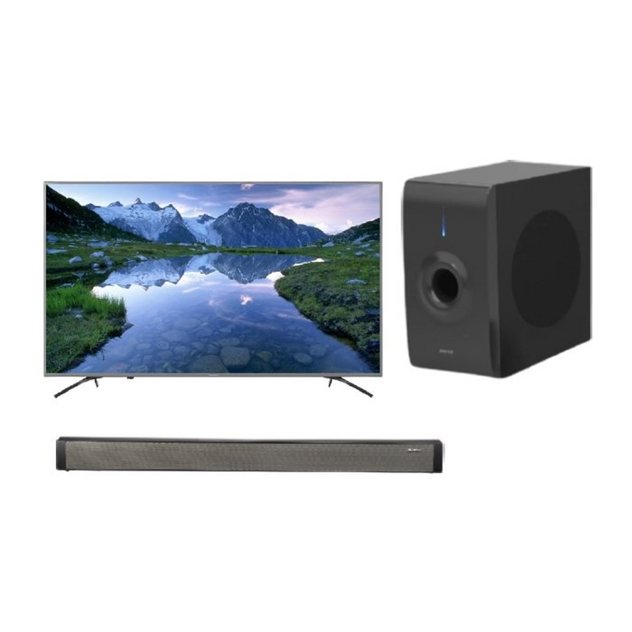 Hisense TV 55-inch UHD Smart LED - 55B7200UW + Wansa Soundbar 30W (LY-S218W) + Wansa Subwoofer 30W (LY-S218W)