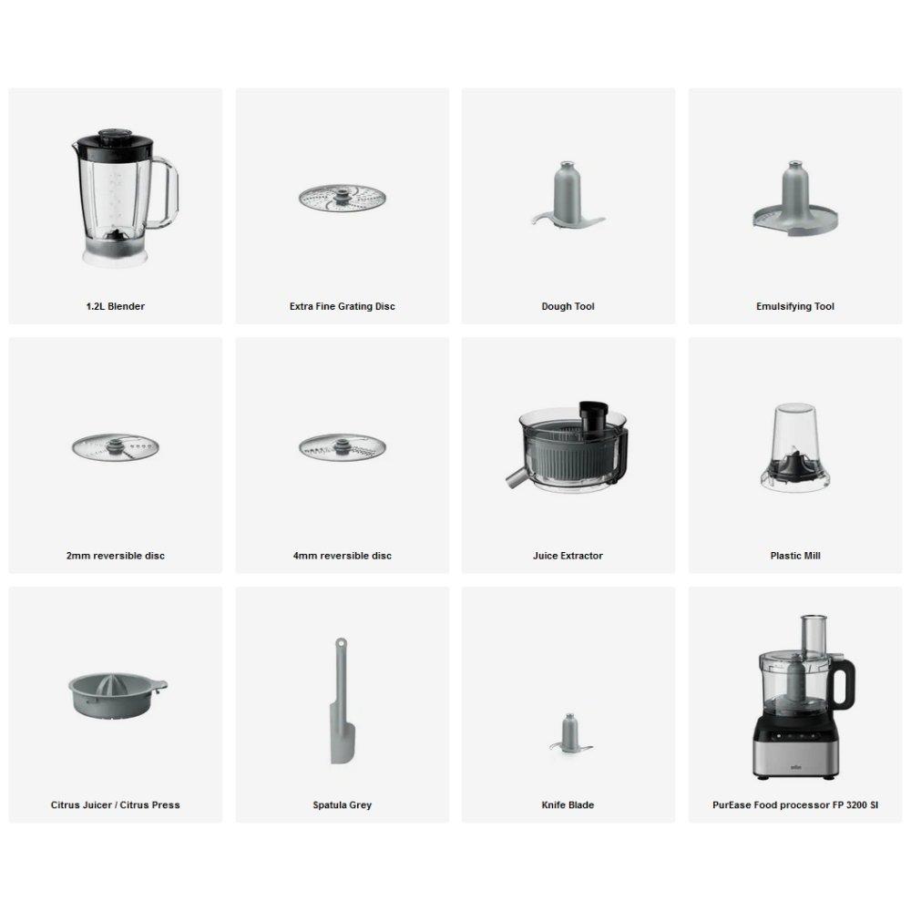 محضر الطعام براون مالتي بقوة ٨٠٠ واط، FP3235SI - أسود/شفاف