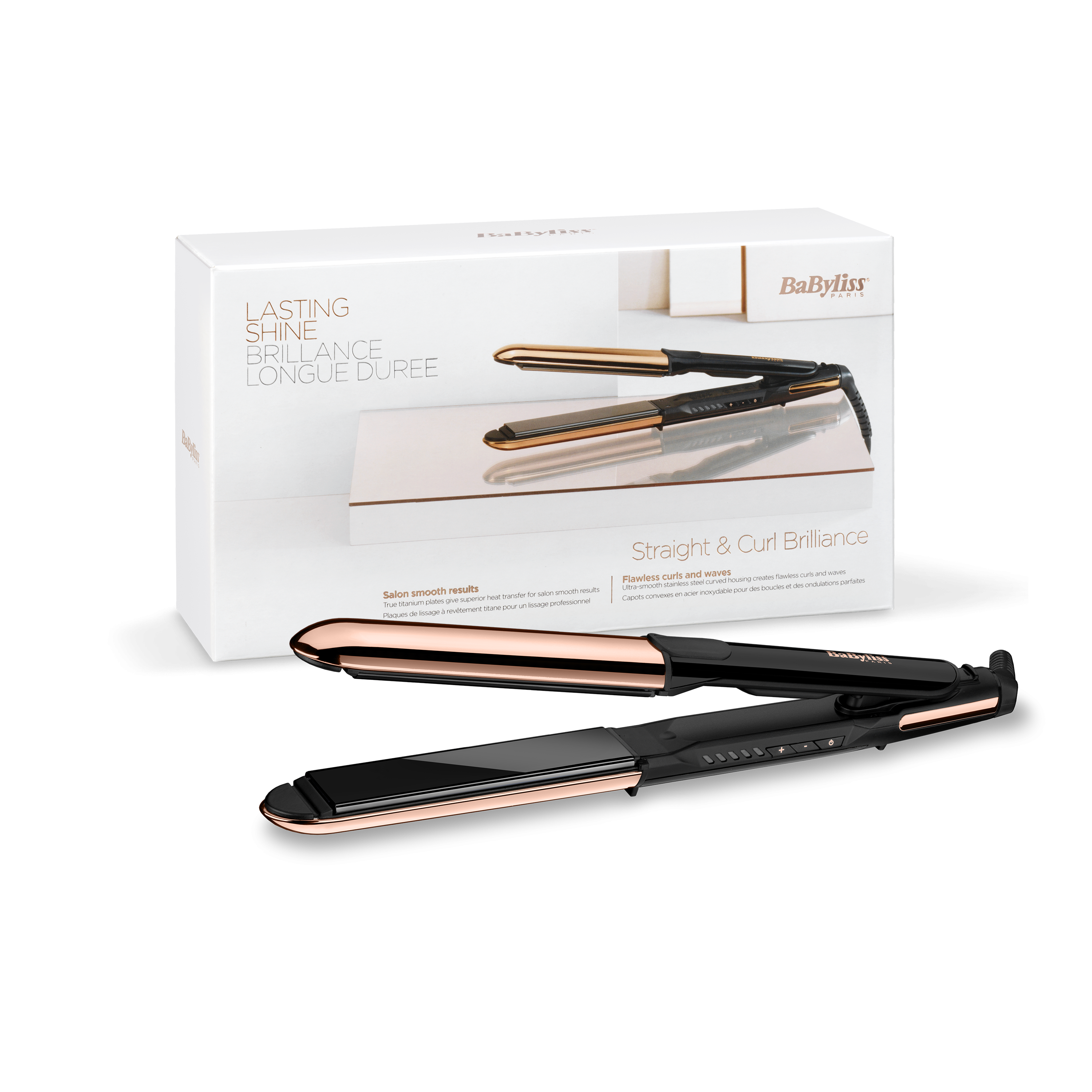 مملس الشعر من بيبي ليس، 28 ملم، 5 إعدادات للحرارة، BABST482SDE - أسود/ذهبي