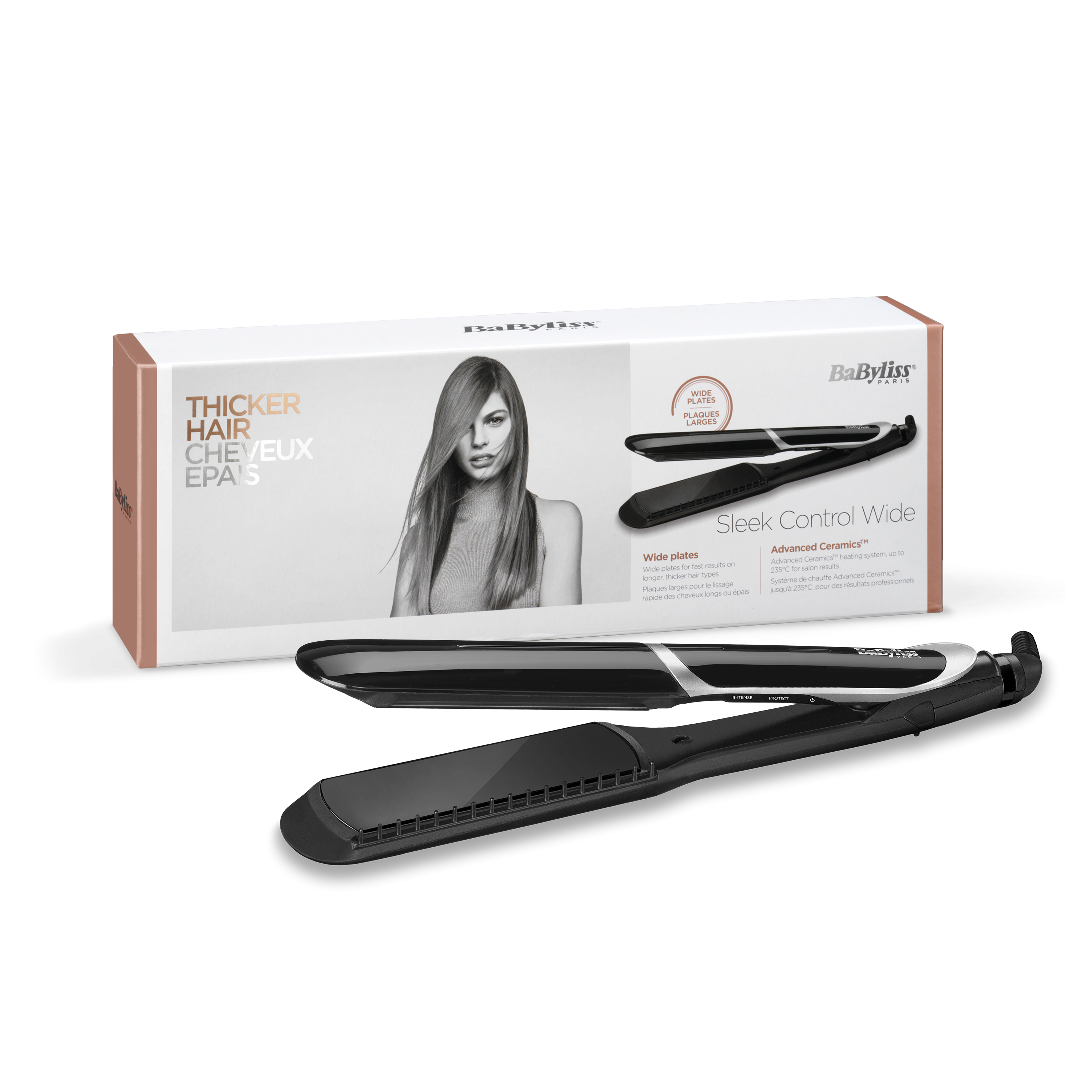 Babyliss Hair Straightener, 35mm, 6 Heat Settings, BABST397SDE - Black