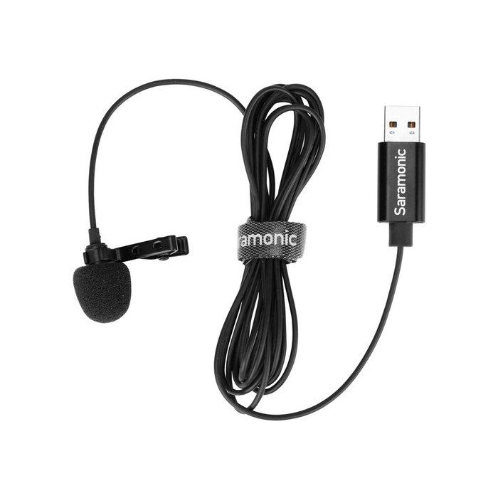 ميكروفون لافالير بمشبك مع موصل يو اس بي من سارامونيك،كابل بطول 2م، SR-ULM10 - أسود