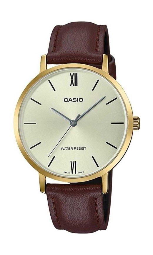 Buy Casio enticer 40mm ladies leather quartz analog watch - (ltp-vt01gl-9budf) in Kuwait