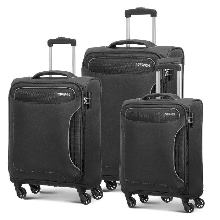 Buy American tourister art holiday (55+68+80) cm soft luggage set - black in Saudi Arabia