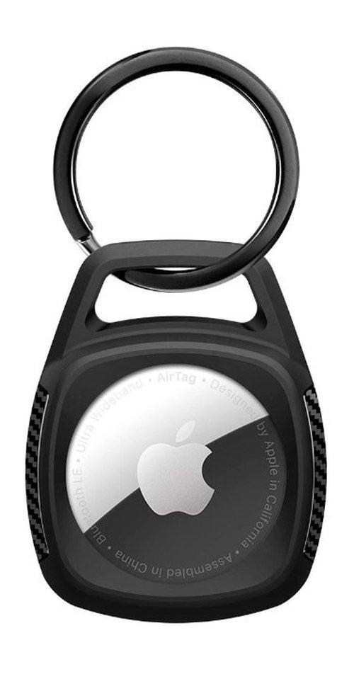 Spigen Rugged Armor with Keychain Ring Designed for AirTag Case Cover AirTags Holder (2021) - Black