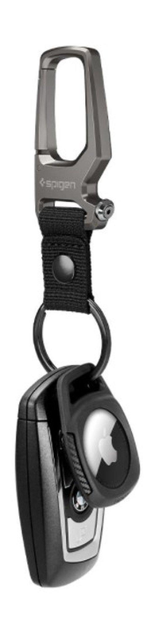 Spigen Rugged Armor with Keychain Ring Designed for AirTag Case Cover AirTags Holder (2021) - Black