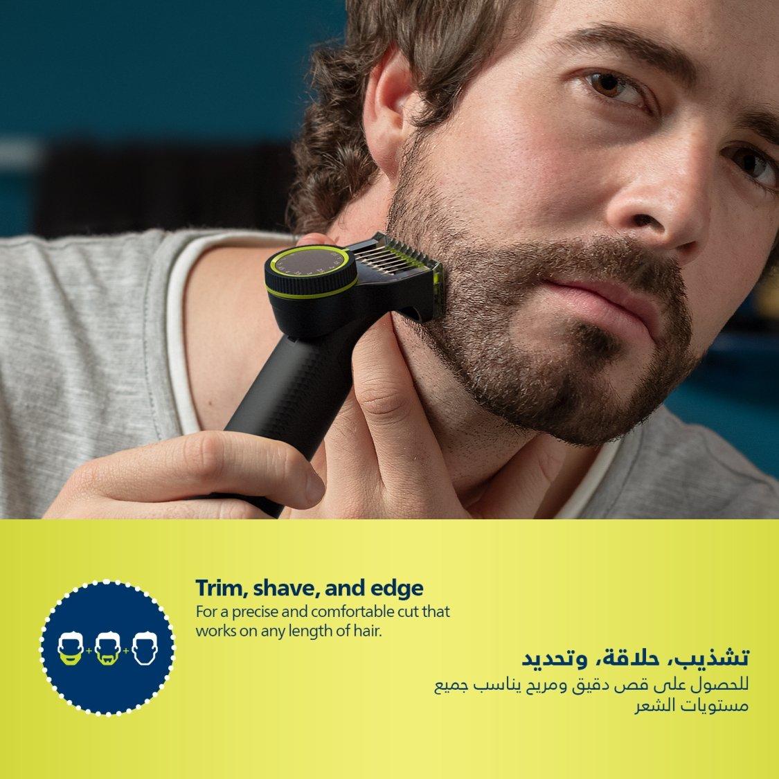 Philips OneBlade Pro QP6530/23 | Wet & Dry Use | Trim, Edge & Shave Any Length of Hair| 12-Length Precision Comb, Dual-Sided Blade | 90min Cordless Use
