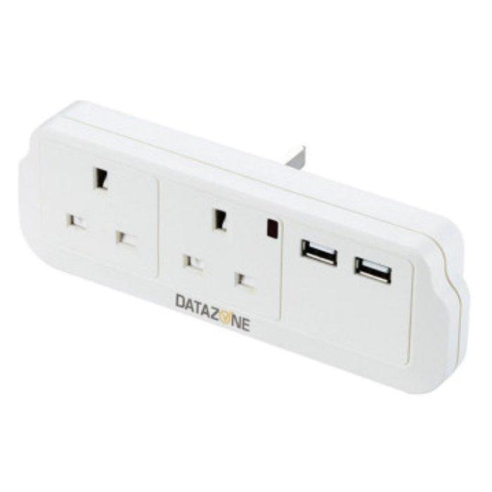 Datazone Power Socket Adapter 2way With 2-USB Charger Price | Shop ...