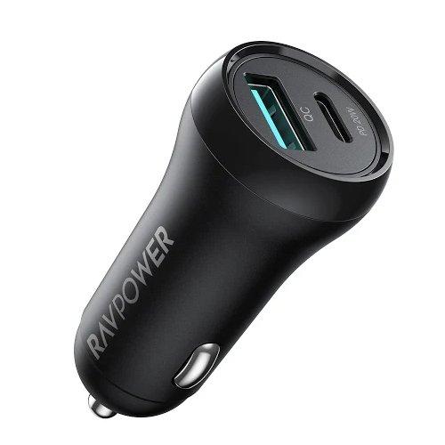 RAVPower 38W 2 Port Charger USB-C + USB- A - Black