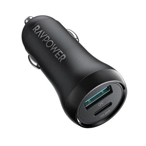 RAVPower 38W 2 Port Charger USB-C + USB- A - Black
