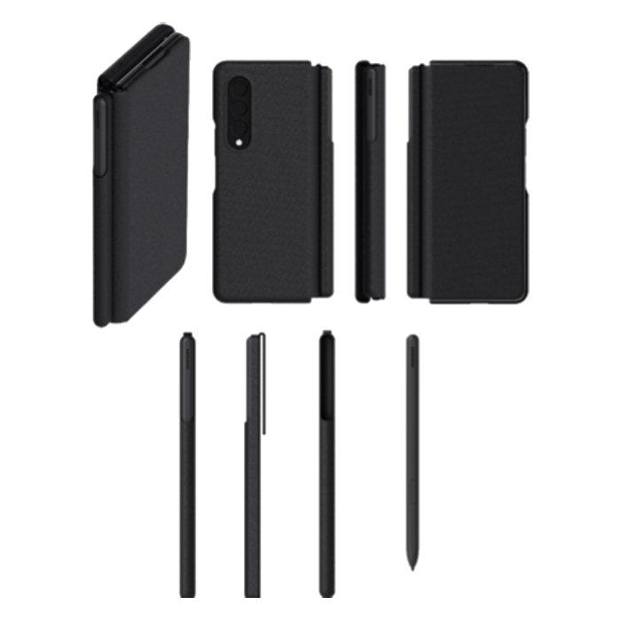 غطاء حماية من الجلد قابل للطي لسامسونج فولد 3 مع قلم اس