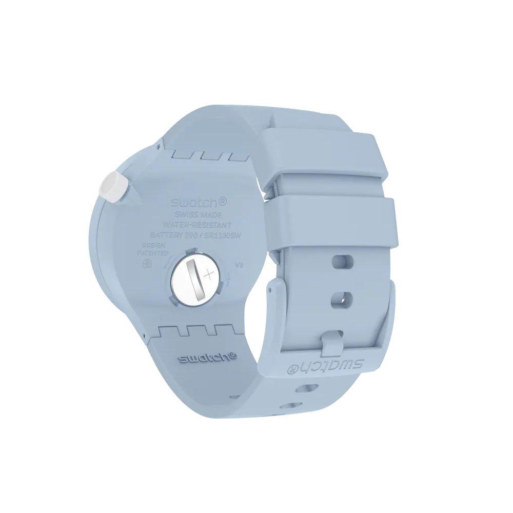 SWATCH C-Blue Unisex Watch, 47mm, Analog, Bio-Sourced Material Strap, SWASB03N100 – Blue