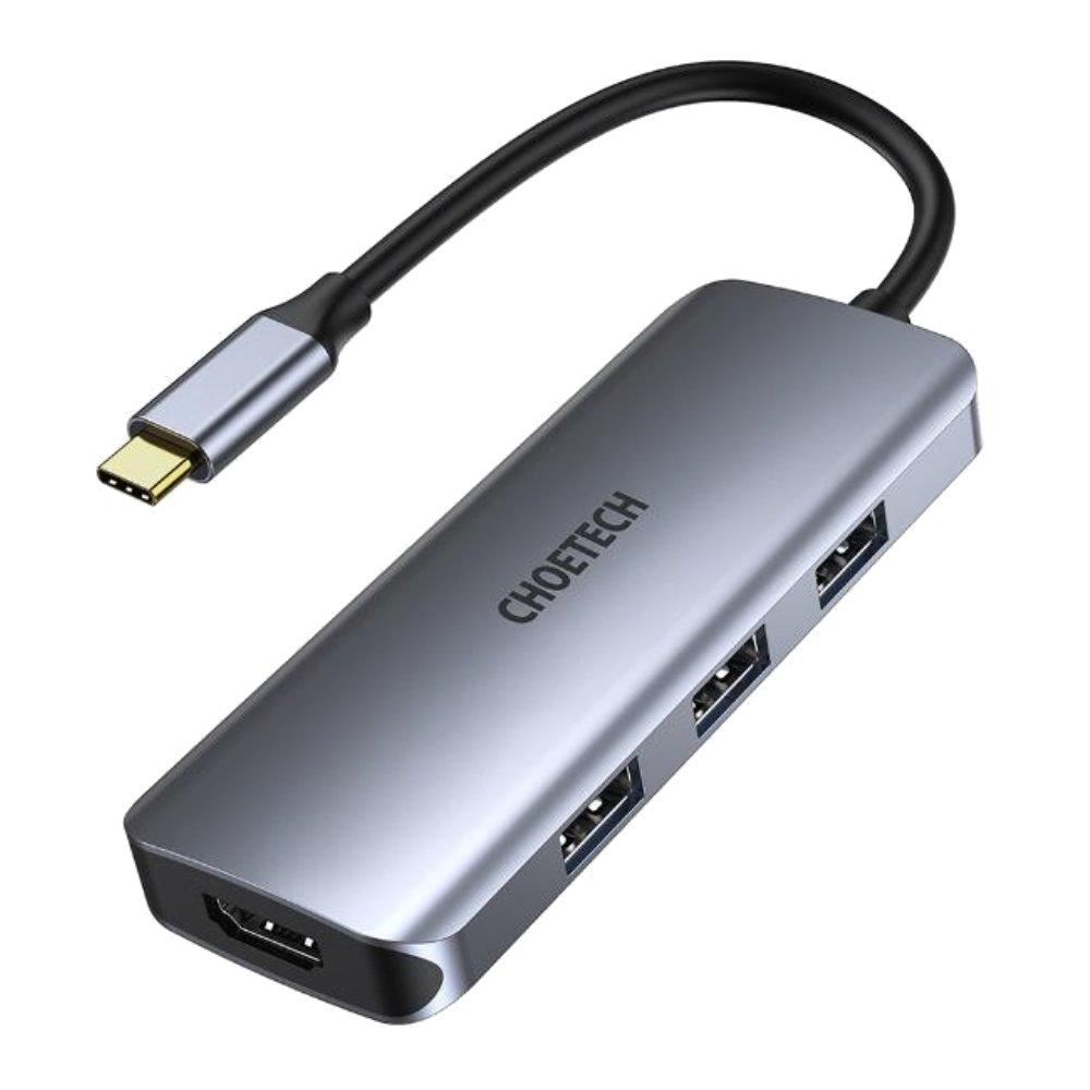 Choetech USB-C to 3 USB-A + HDMI Hub - Grey