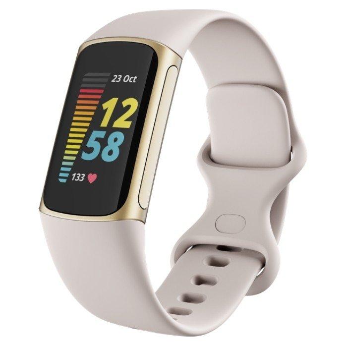 Fitbit Charge 5 Fitness Tracker - White / Soft Gold Stainless Steel