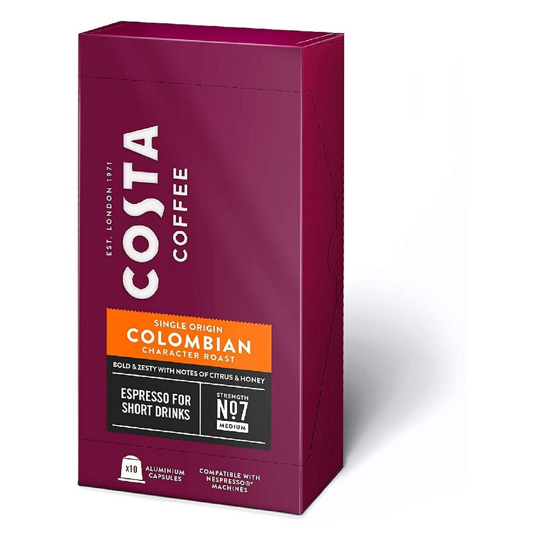 كبسولات قهوة اسبرسو كولومبيا لماكينة نسبريسو من كوستا - 10 كبسولة