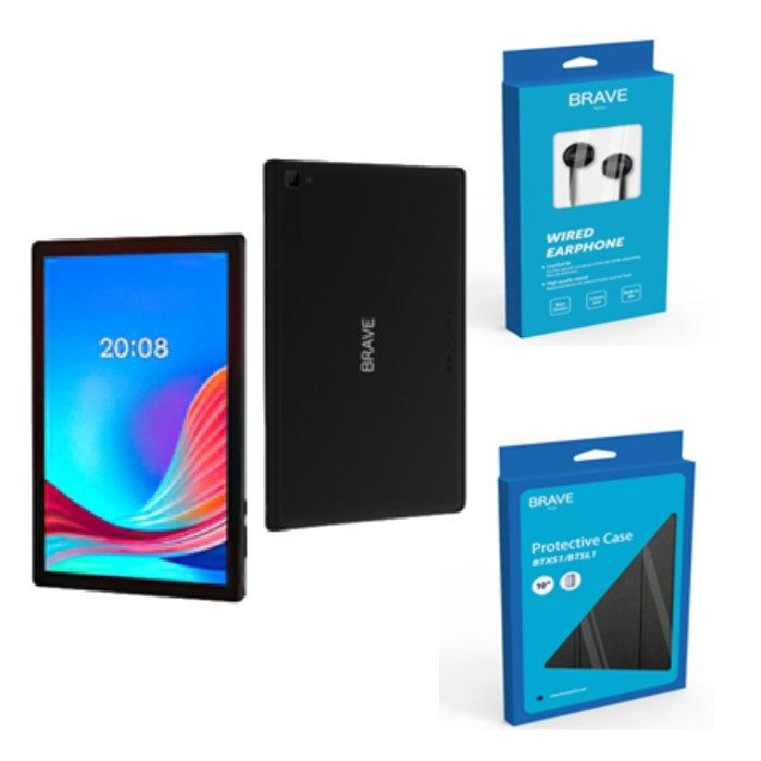 Brave Vaso 4GB RAM , 64GB, 4G ,10-inch Tablet + Cover + Headset - Black
