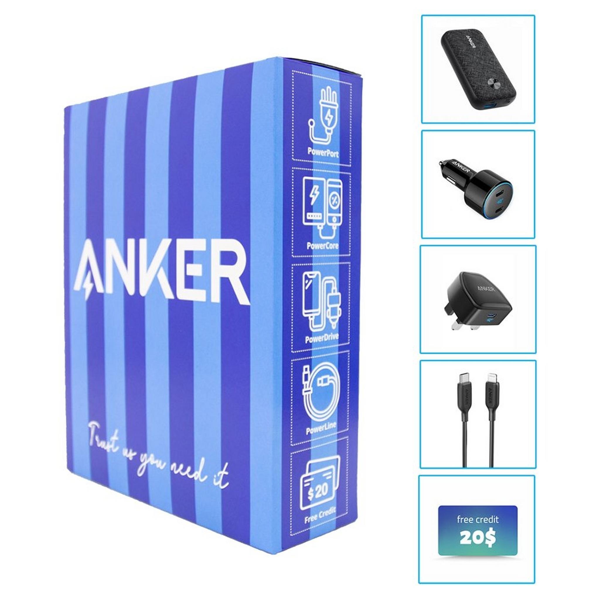 Anker Bundle PowerBank + Cable + Car Charger + Wall Charger + Free iTunes Card