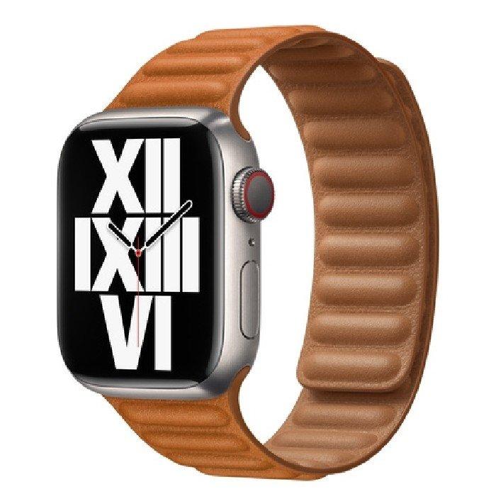 Apple Leather Link Bracelet 41mm - Gold Brown S/M