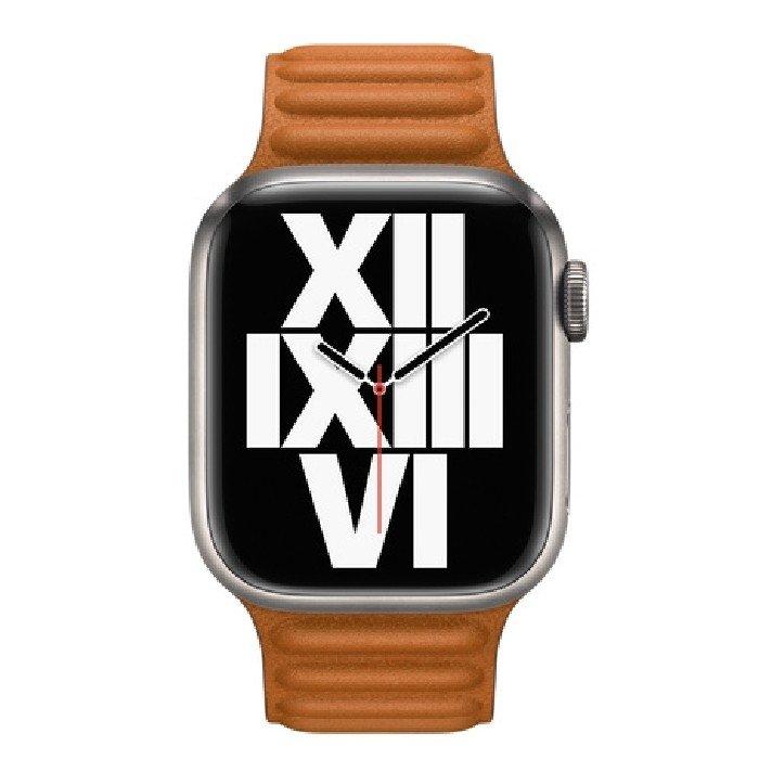 Apple Leather Link Bracelet 41mm - Gold Brown S/M