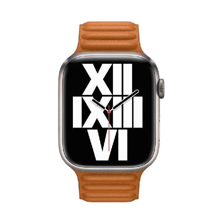 Apple Leather Link Bracelet 45mm - Gold Brown S/M