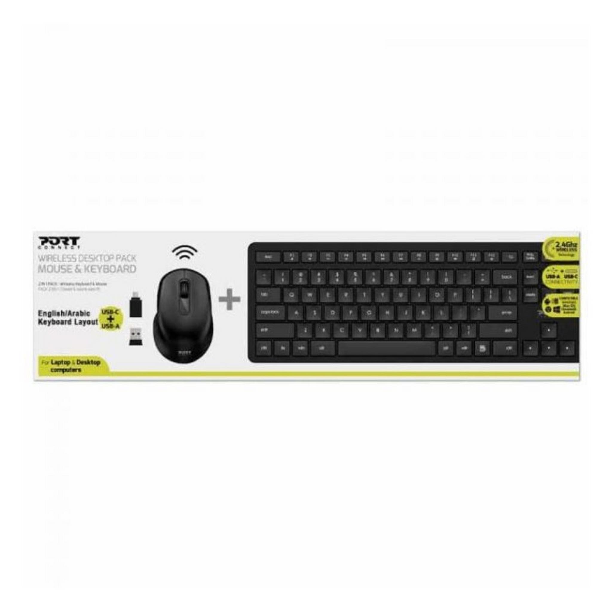 Port Connect Wireless Mouse and Keyboard Pack