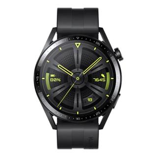 Buy Huawei watch gt 3, 46mm, stainless steel body, leather strap - black in Saudi Arabia