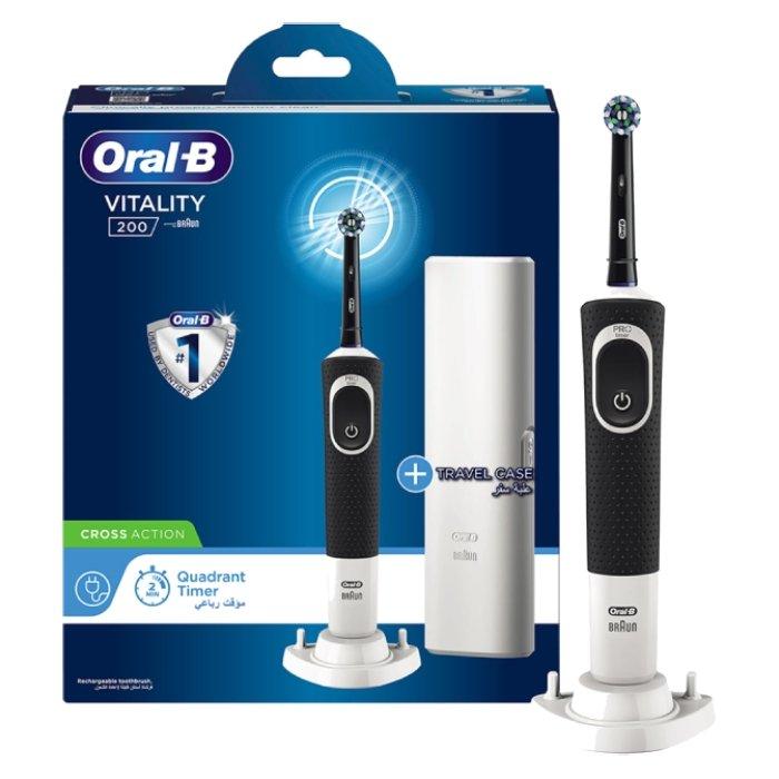 Buy Oral-b 200 electric toothbrush + travel case - black in Saudi Arabia