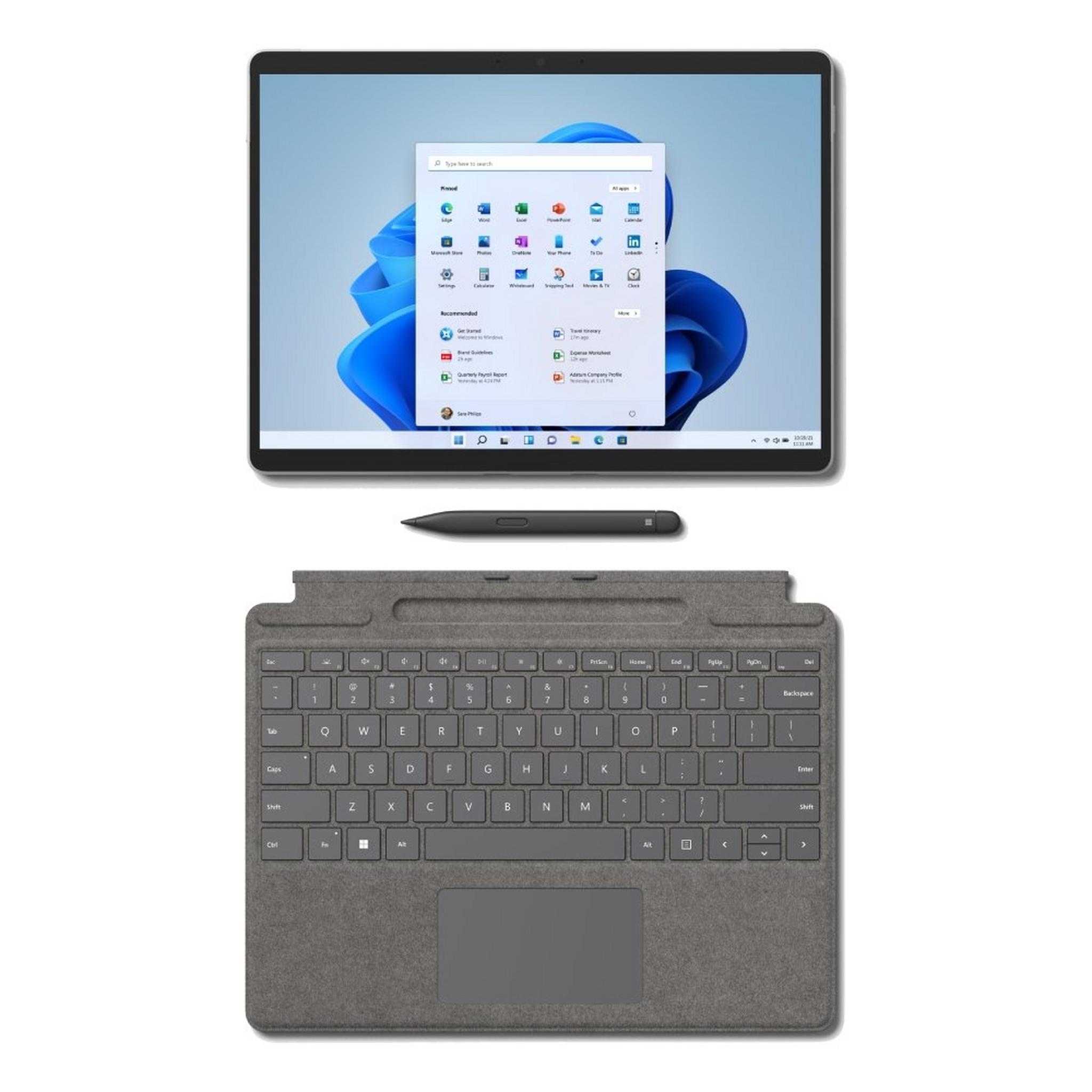 Microsoft Surface Pro 8 Intel Core i5 11th Gen, 8GB RAM, 256GB SSD, 13-inch Convertible Laptop - Platinum