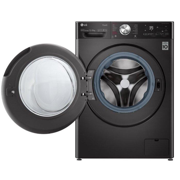 LG 12/8 kg Front Load Washer Dryer (WSV1208BST) - Black Steel