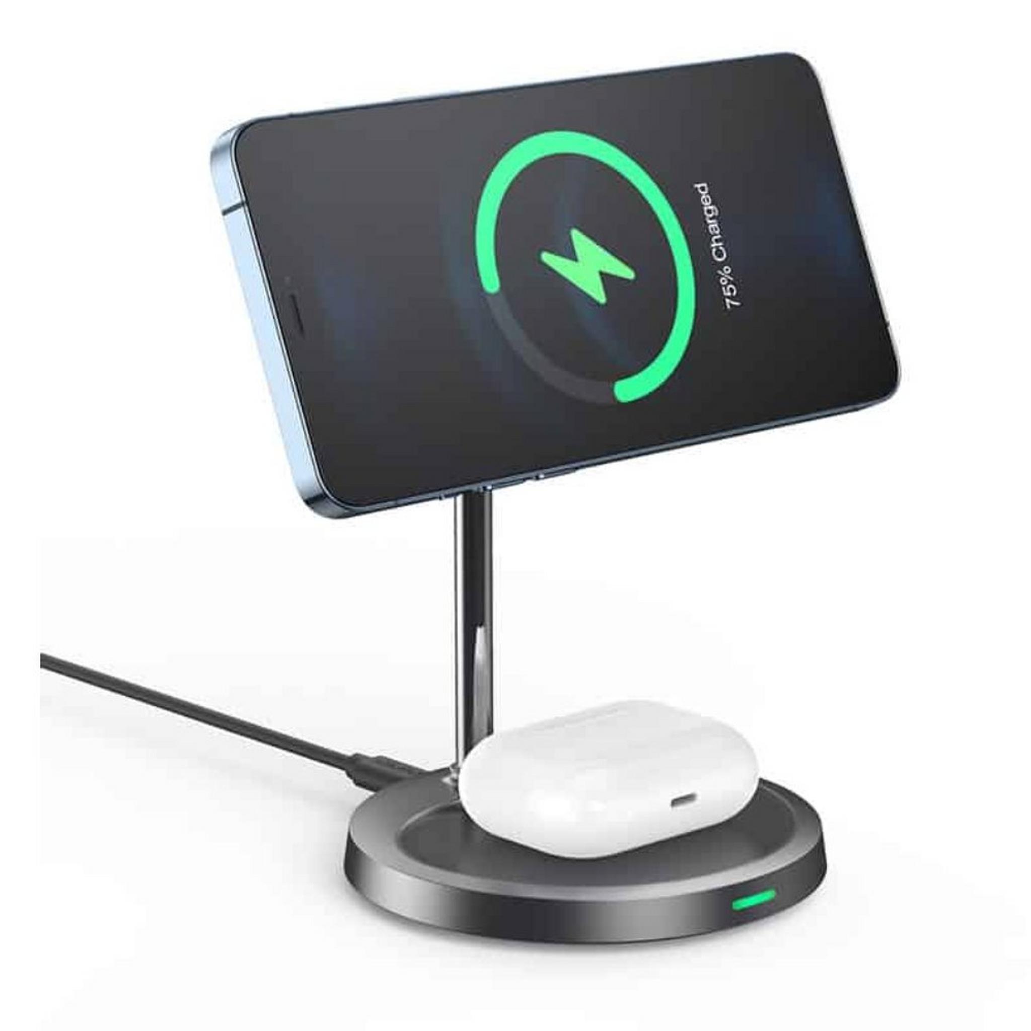 Choetech MagSafe 15W Fast Dual Wireless Charging Stand – Grey