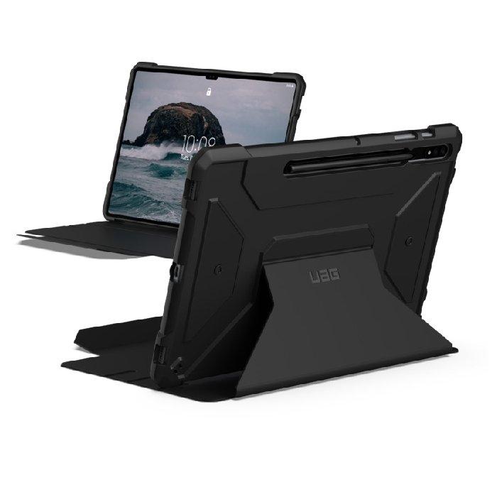 غطاء الحماية ميتروبوليس لتابلت سامسونج جلاكسي اس 8 بلس 12.4  بوصة مع ستاند من يو أيه جي - أسود