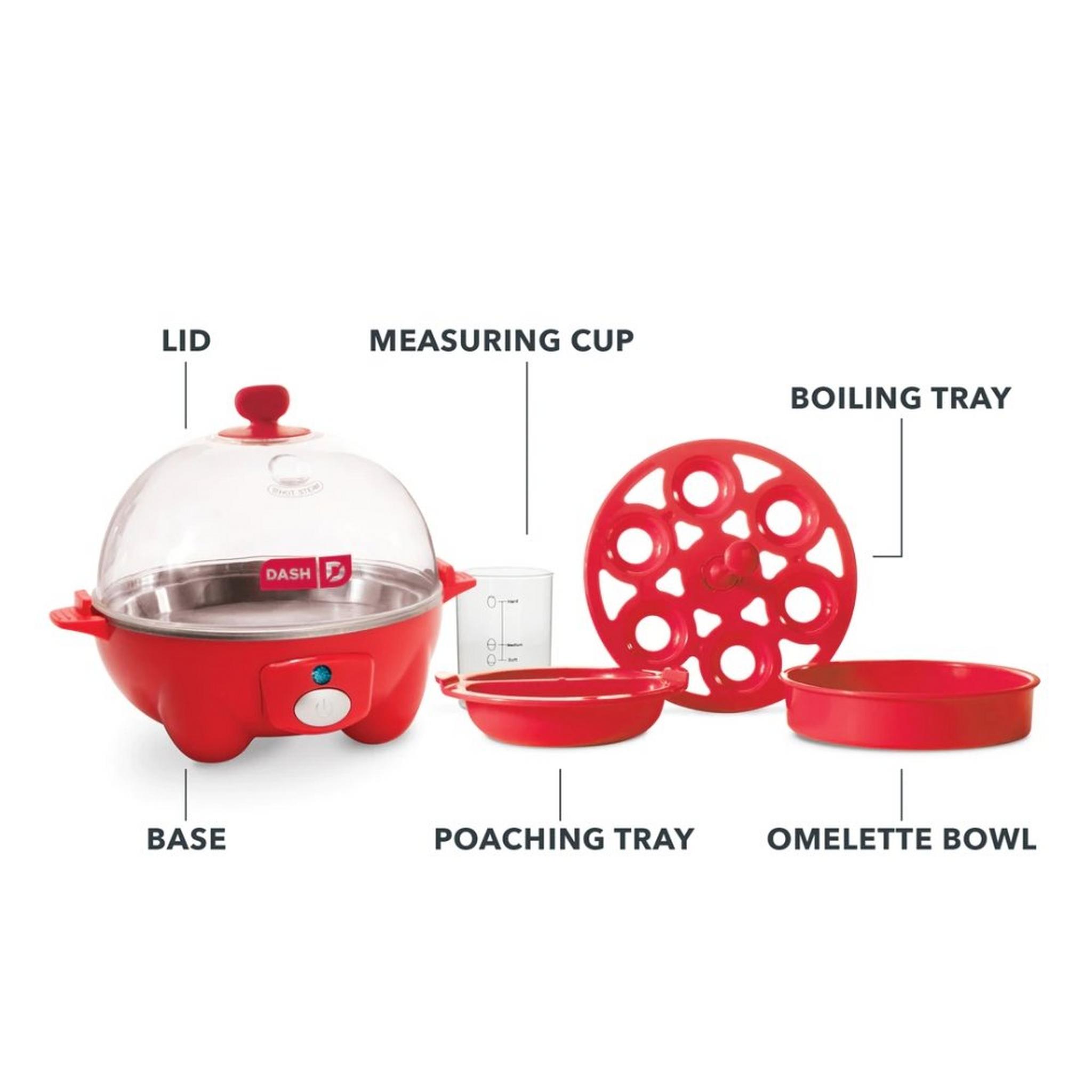 Dash Rapid Egg Cooker, 360W, DEC005RD - Red