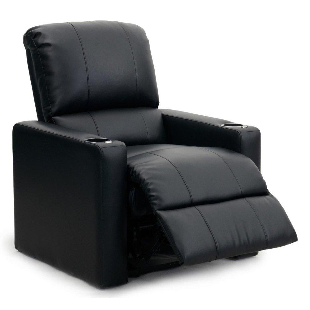 Octane Seating Charger Leather Home Theater Recliner Black (Two arm rest)