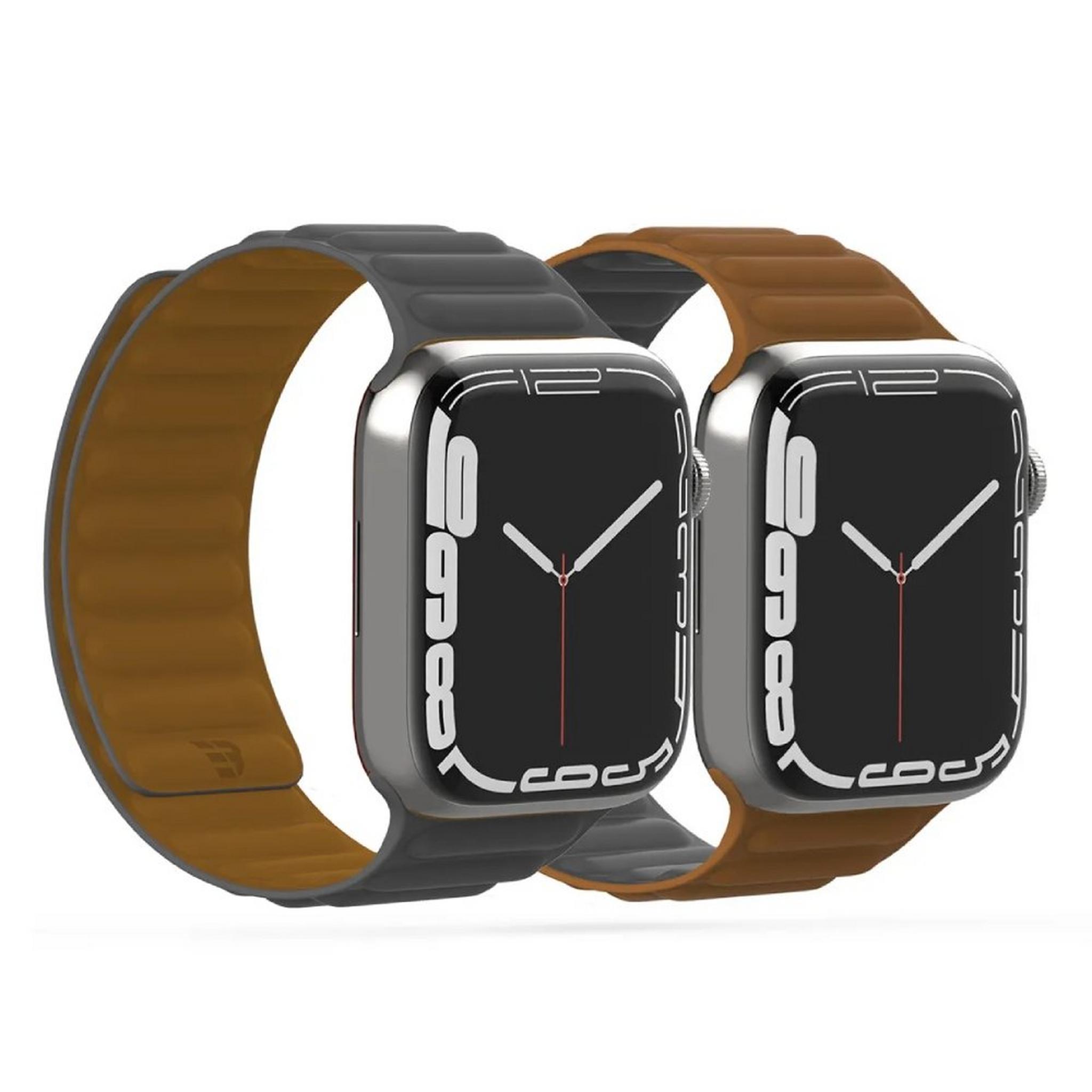 Baykron Silicone Magnetic Strap For Apple Watch 45Mm Grey/Brown