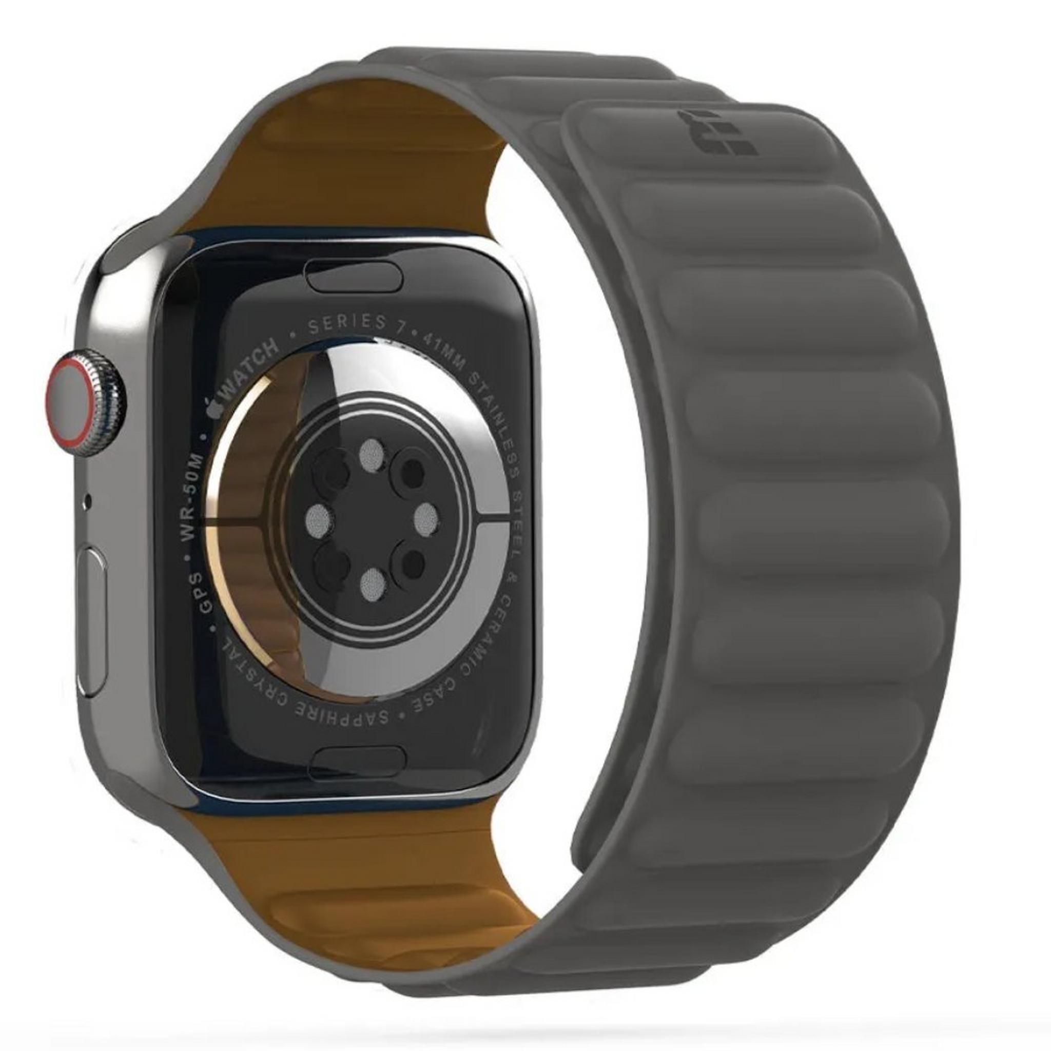 Baykron Silicone Magnetic Strap For Apple Watch 45Mm Grey/Brown