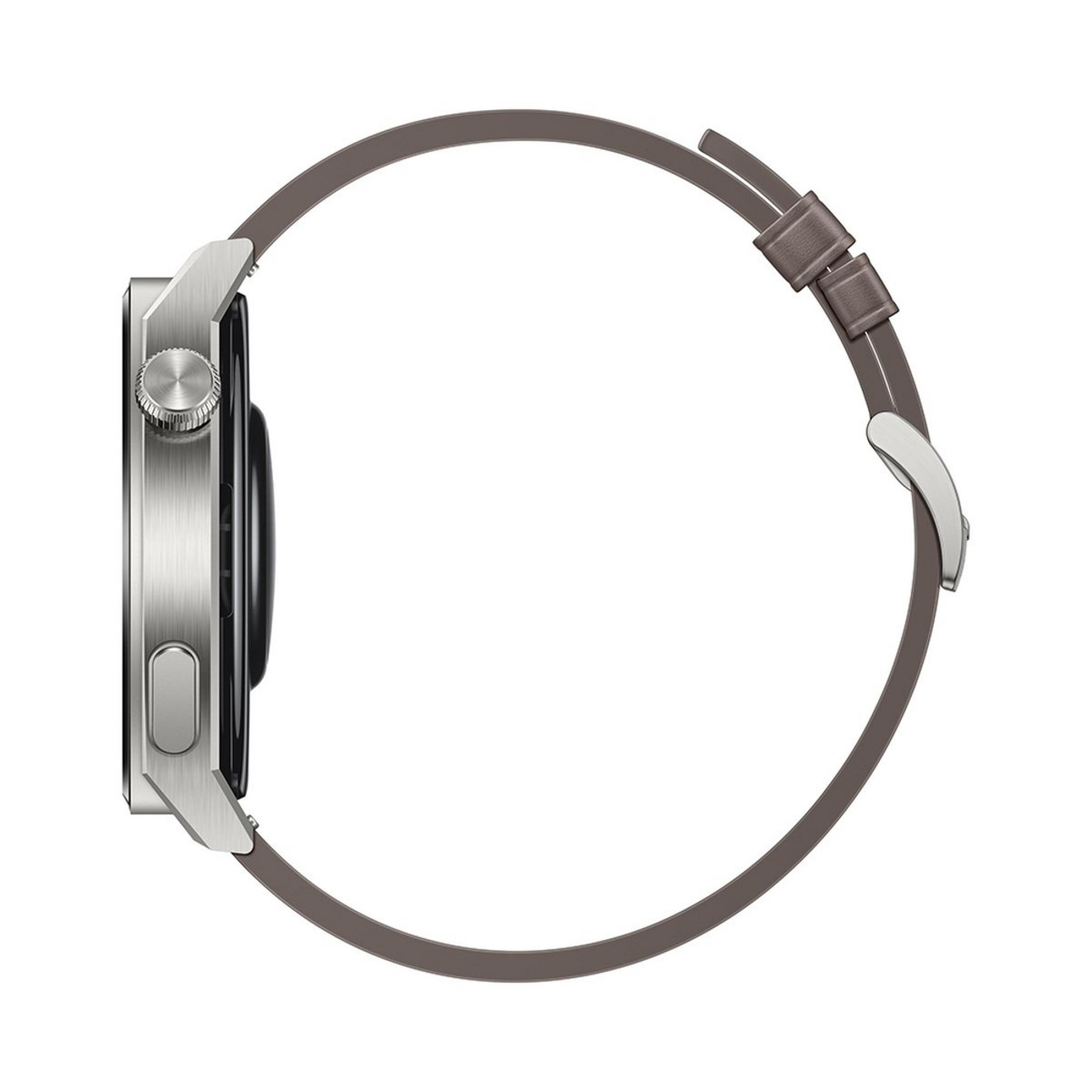 ساعة جي تي 3 برو اودن من هواوي، 46 ملم، هيكل تيتانيوم - حزام جلد رمادي