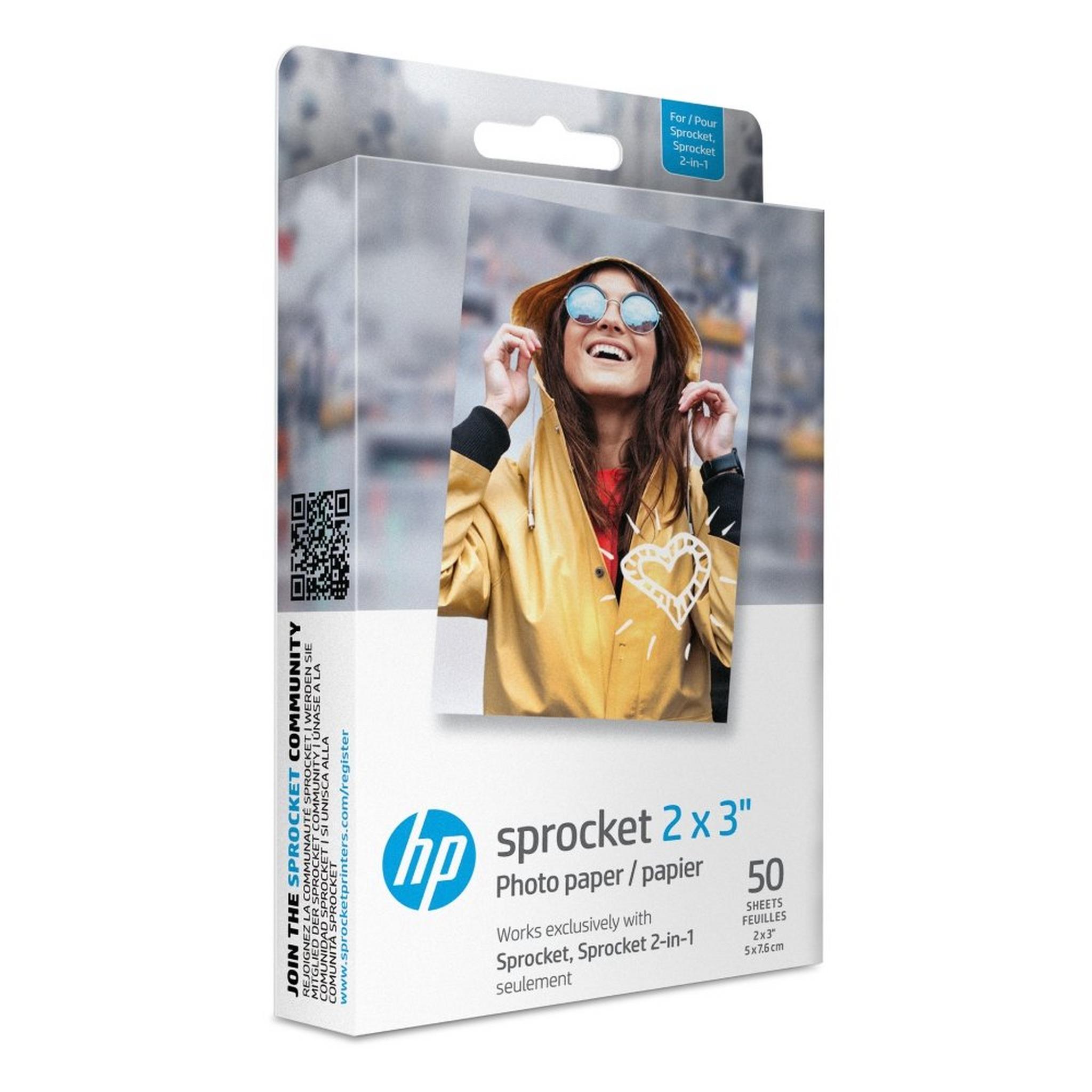 HP Sprocket 2x3" Premium Zink Sticky Back Photo Paper (50 Sheets)