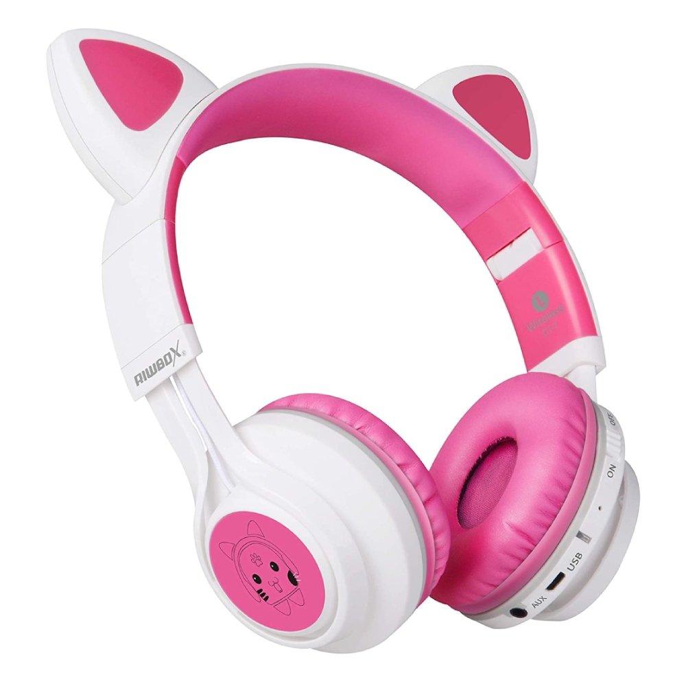 Riwbox Cat Ears Kids Bluetooth Headphones Pink/White Price Shop