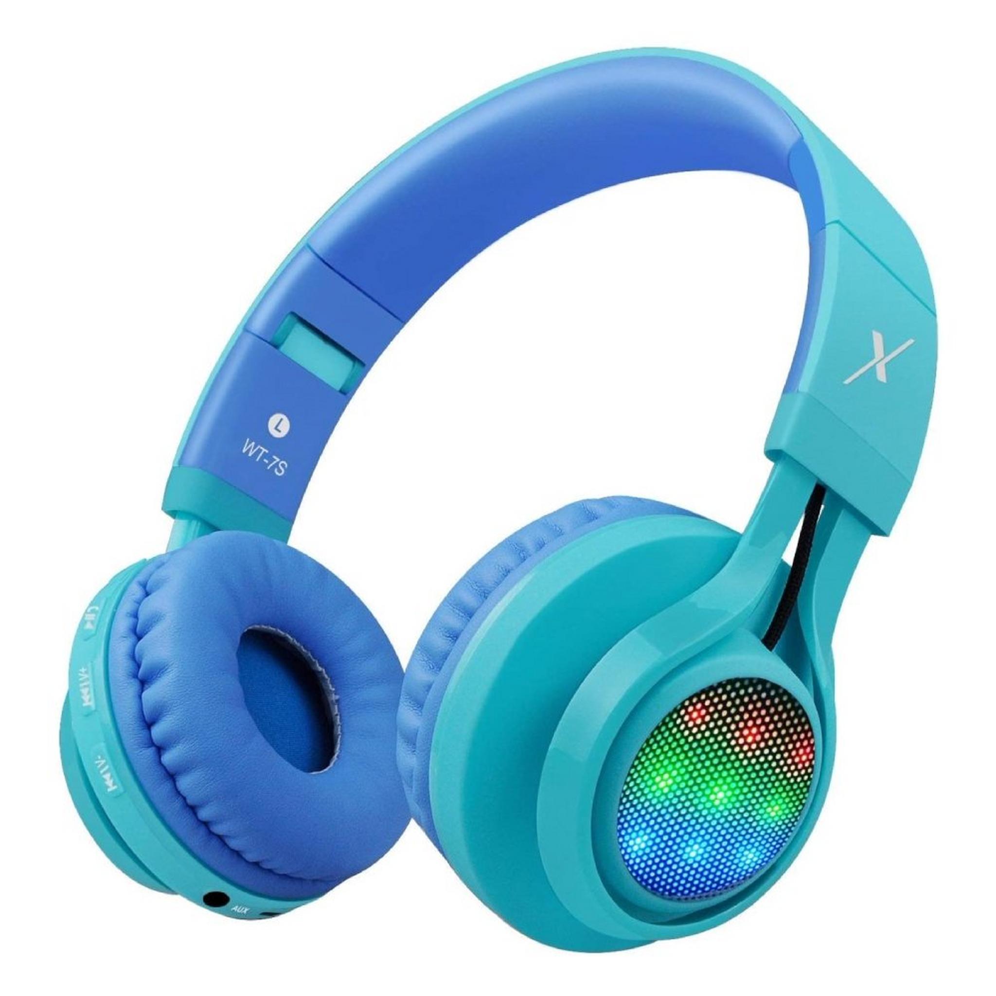 Riwbox Kids LED Wireless Headphones - Blue/Green