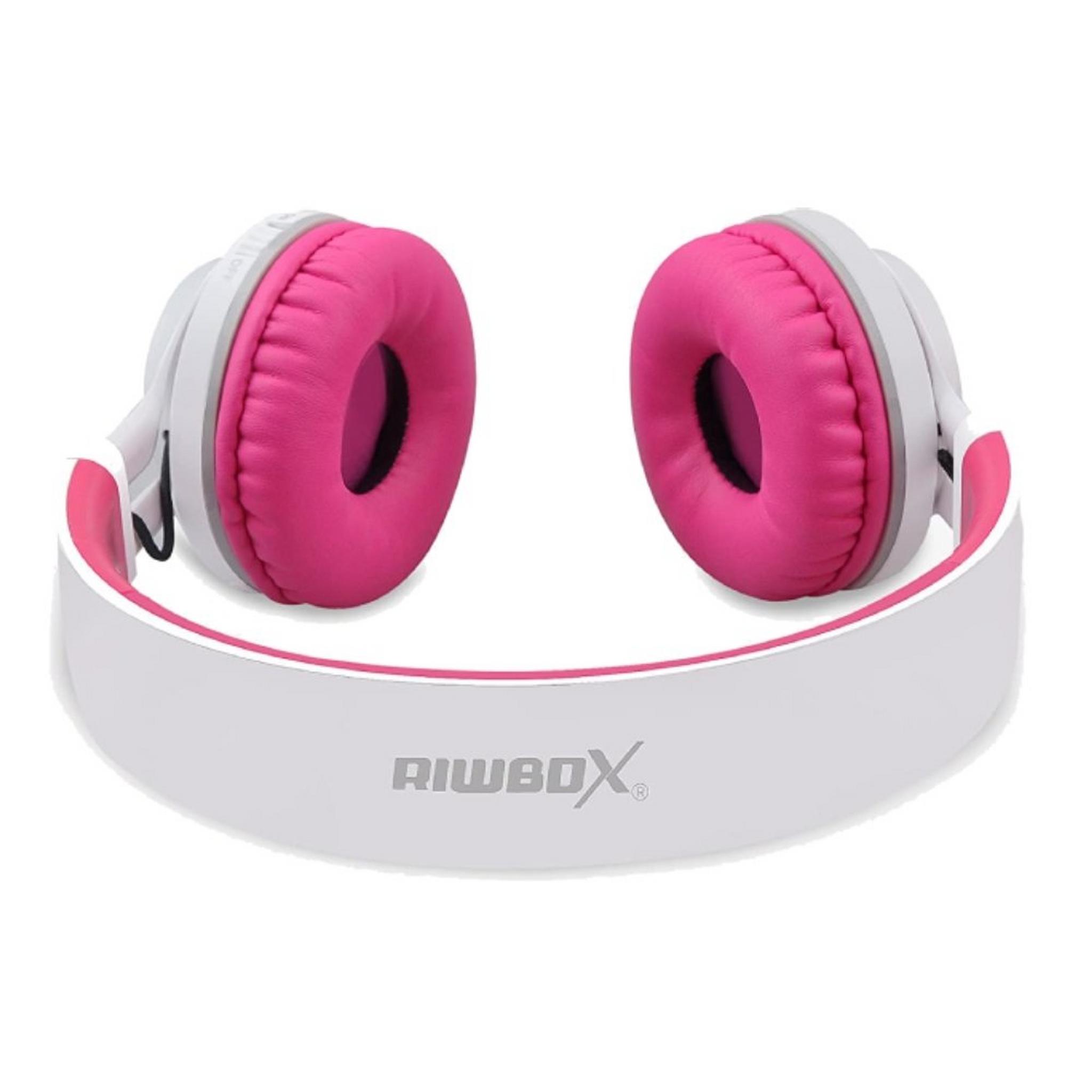 Riwbox Kids LED Wireless Headphones - Pink/White
