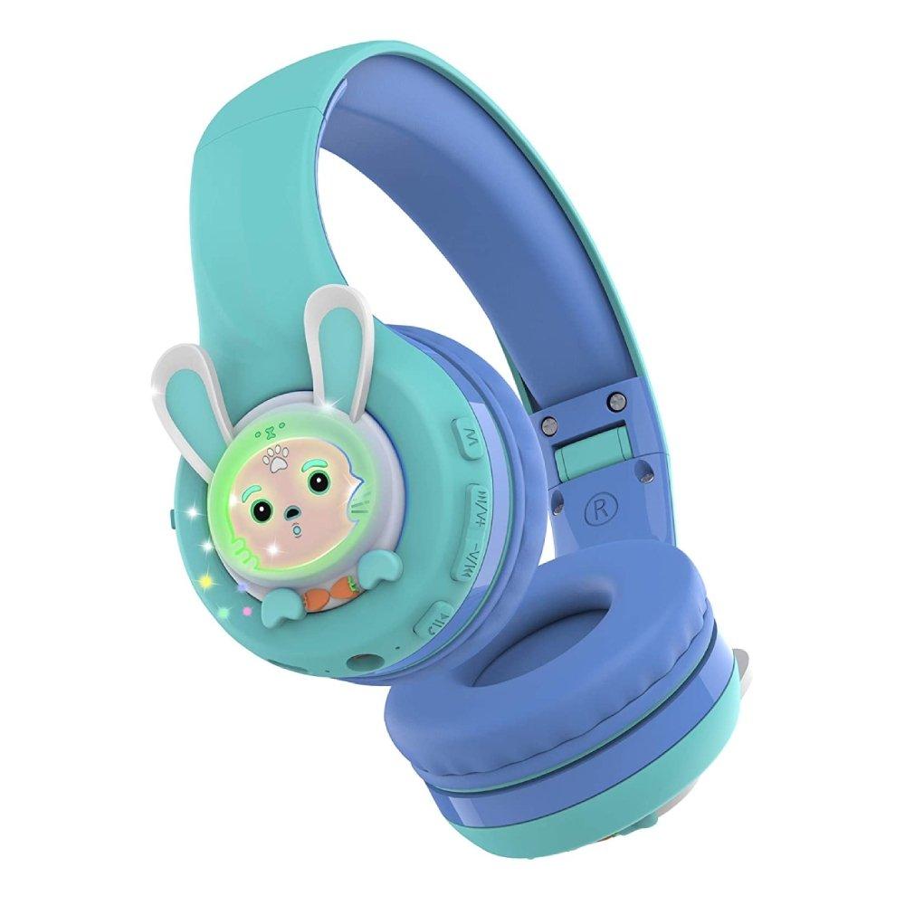 Riwbox Kids Bluetooth Rabbit Headphones - Blue/Green