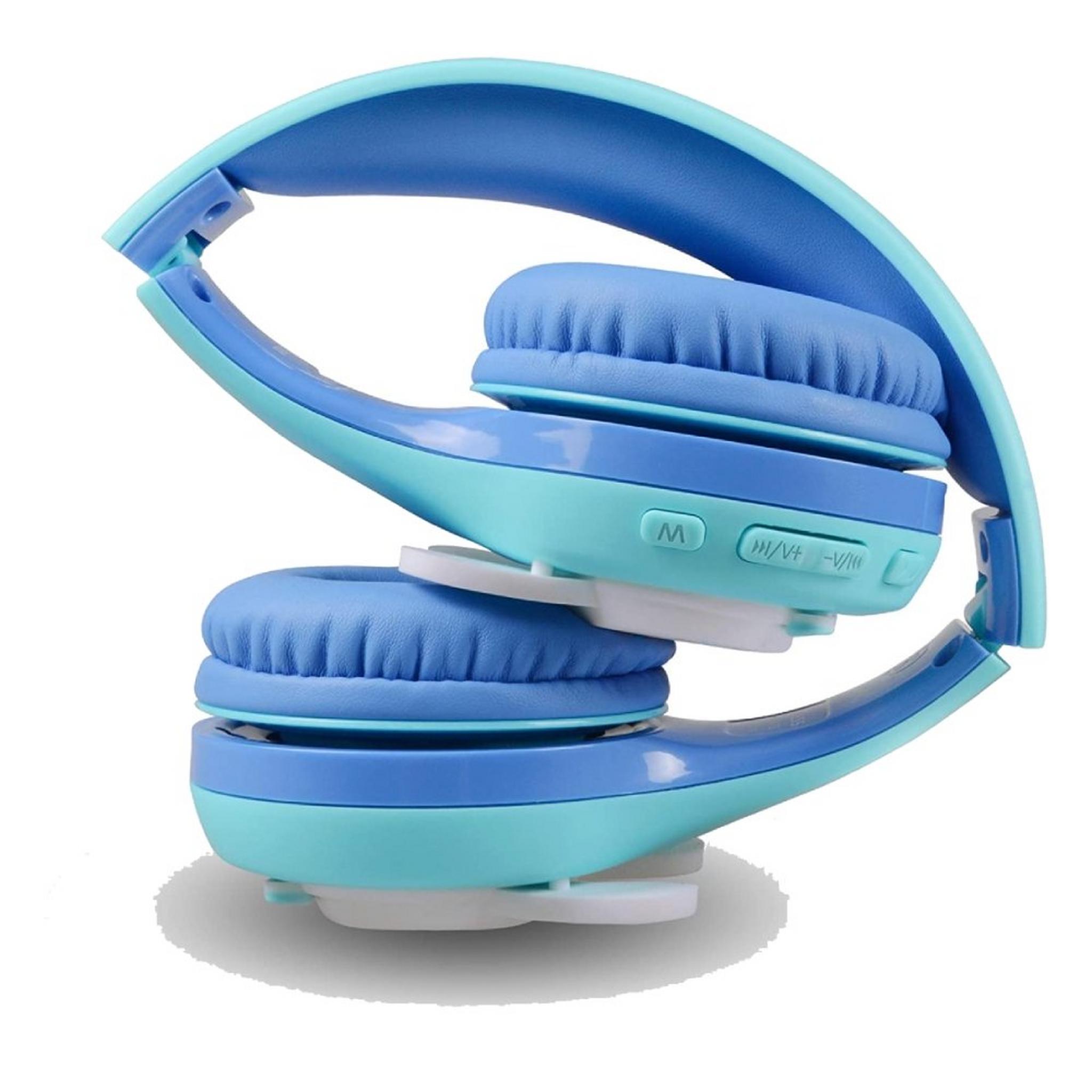 Riwbox Kids Bluetooth Rabbit Headphones - Blue/Green