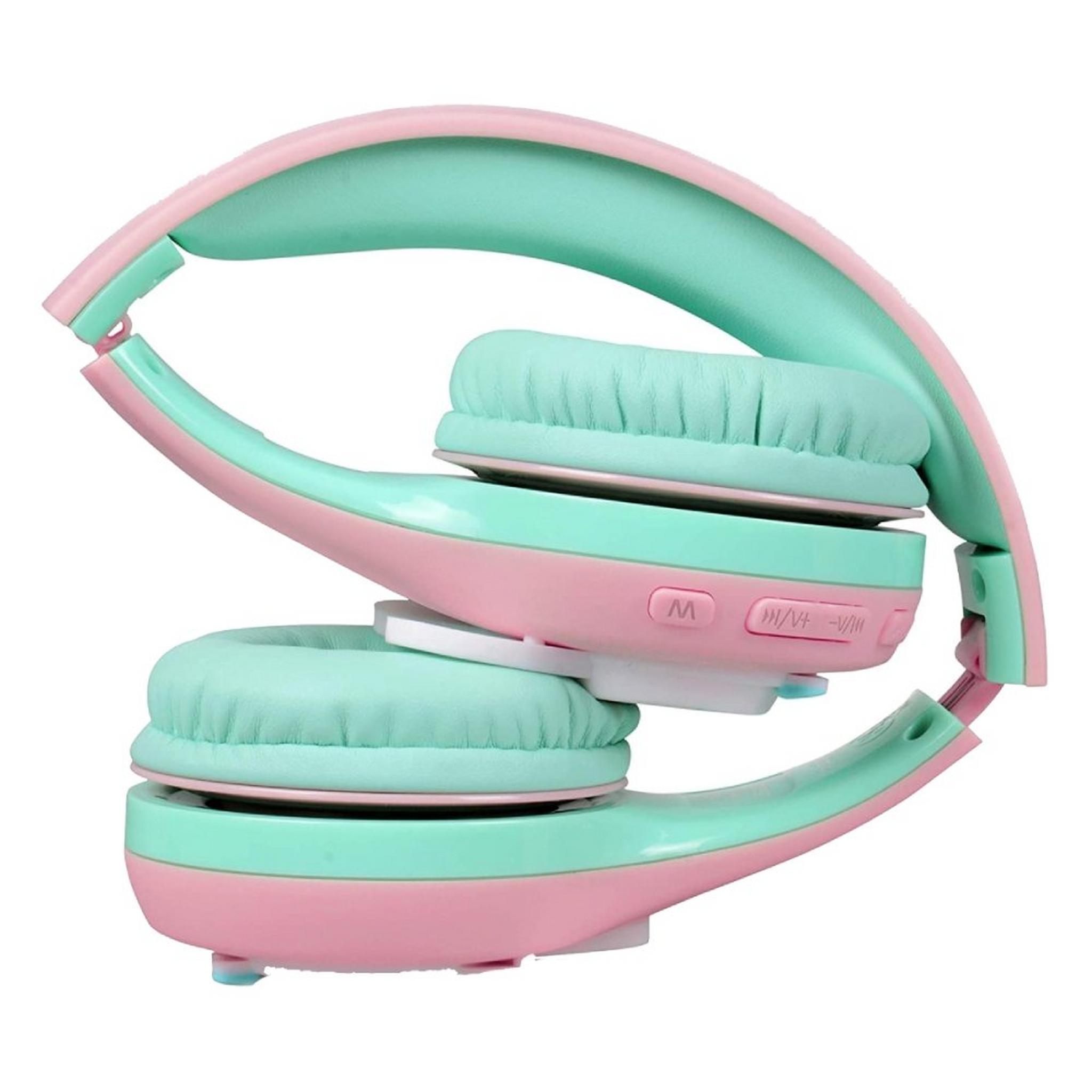 Riwbox Kids Bluetooth Rabbit Headphones - Pink/Green