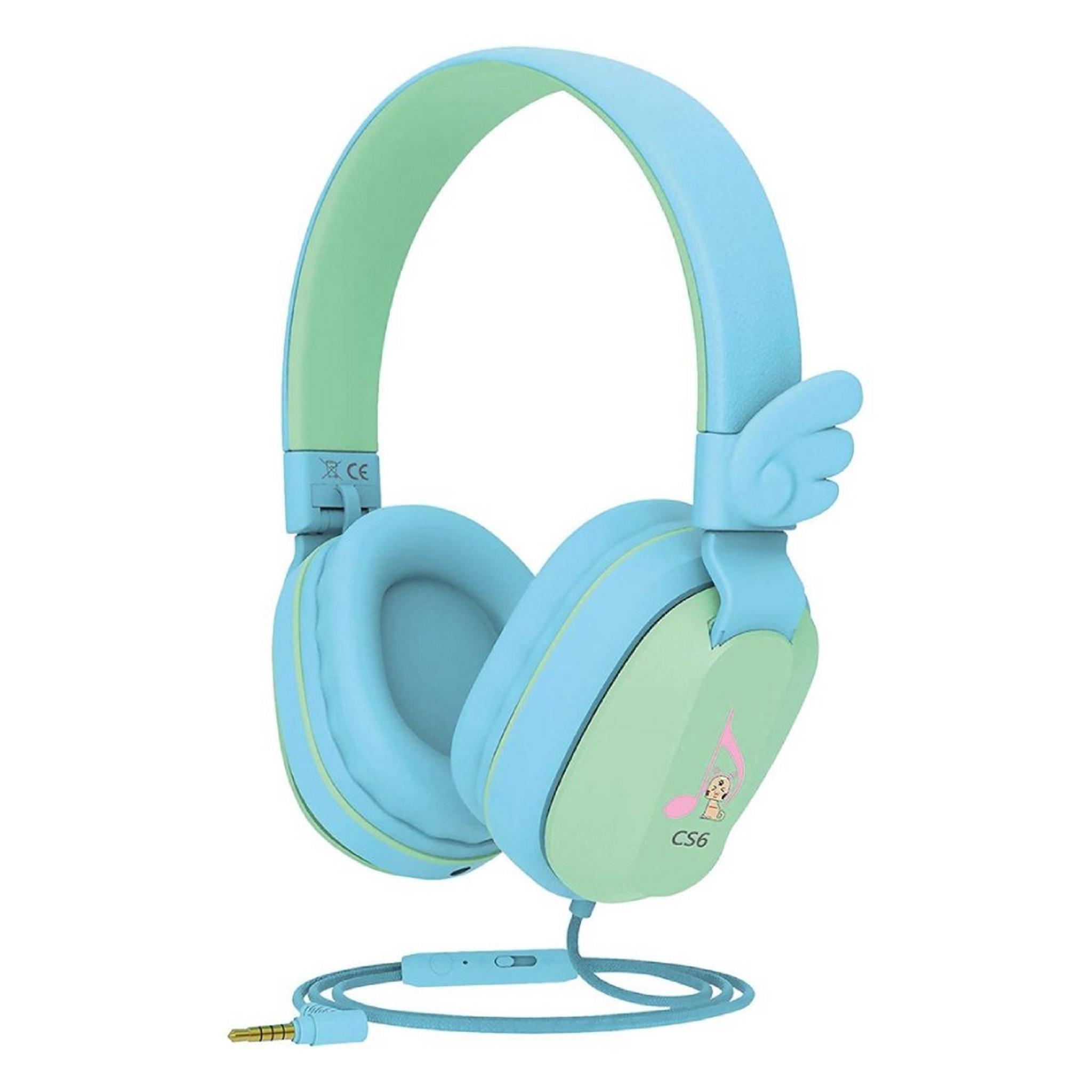 Riwbox Kids Wired Over-Ear Headphones - Blue/Green